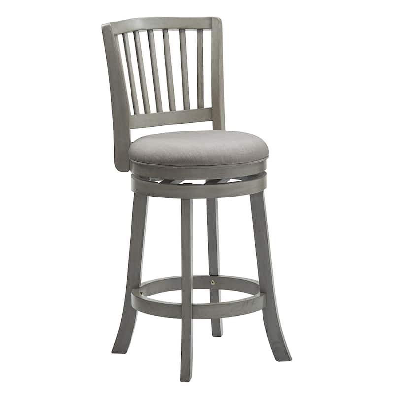 Menas Slat Black Swivel Chair by iNSPIRE Q Classic - Antique Grey-Grey Linen - Counter Height