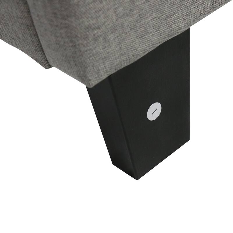 King Upholstered Platform Bed with Button Tufted Linen Headboard