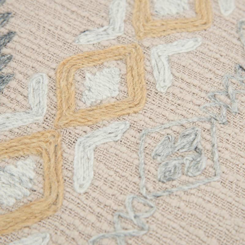 Rizzy Home Ivory, Beige, Grey, and Brown Geometric Throw Pillow