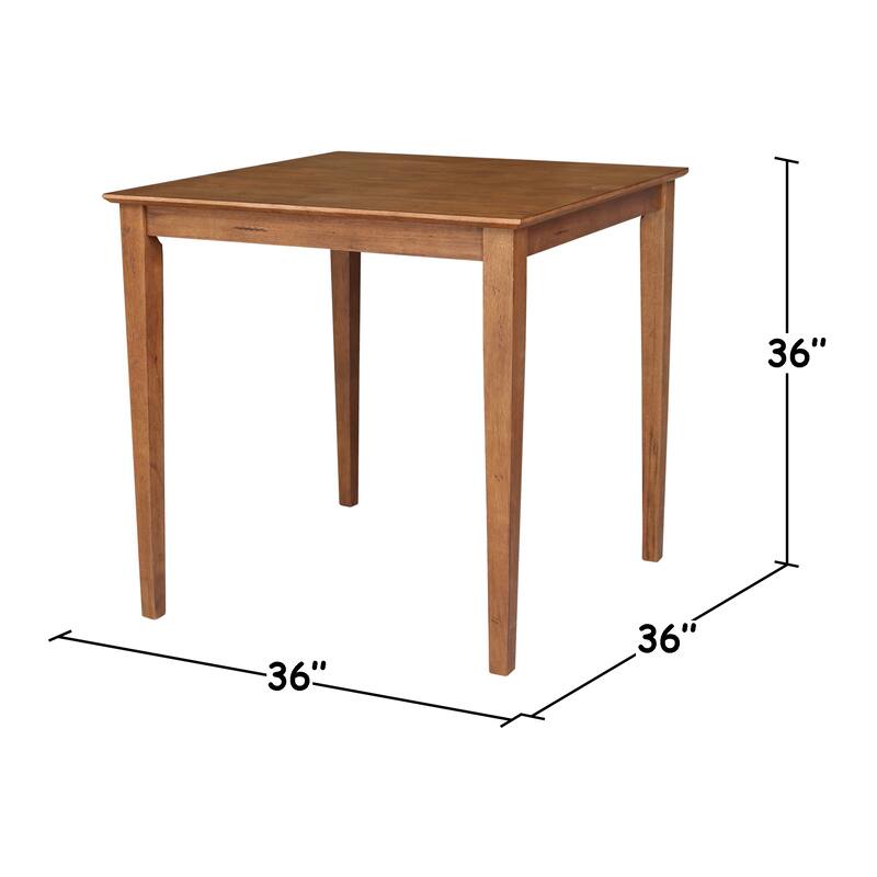 36 x 36 in. Solid Wood Counter Height Dining Table with 4 X-back Stools - 5 Piece Set