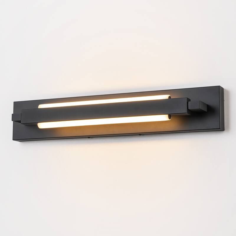 1-Light Modern Linear Chrome/Black Adjustable Integrated LED Bathroom Vanity Light - 4.3 in. W x 23.6 in. H x 4.5 in. D