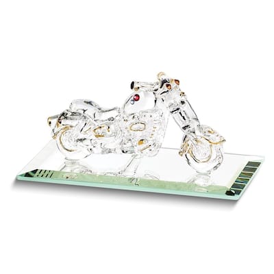 Curata Curata with Crystal Accents Handcrafted Glass Motorcycle Figurine