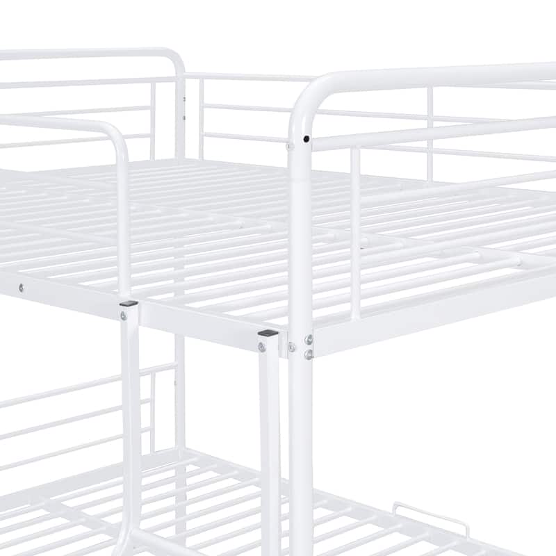 Full XL Over Queen Metal Bunk Bed with Twin Size Trundle