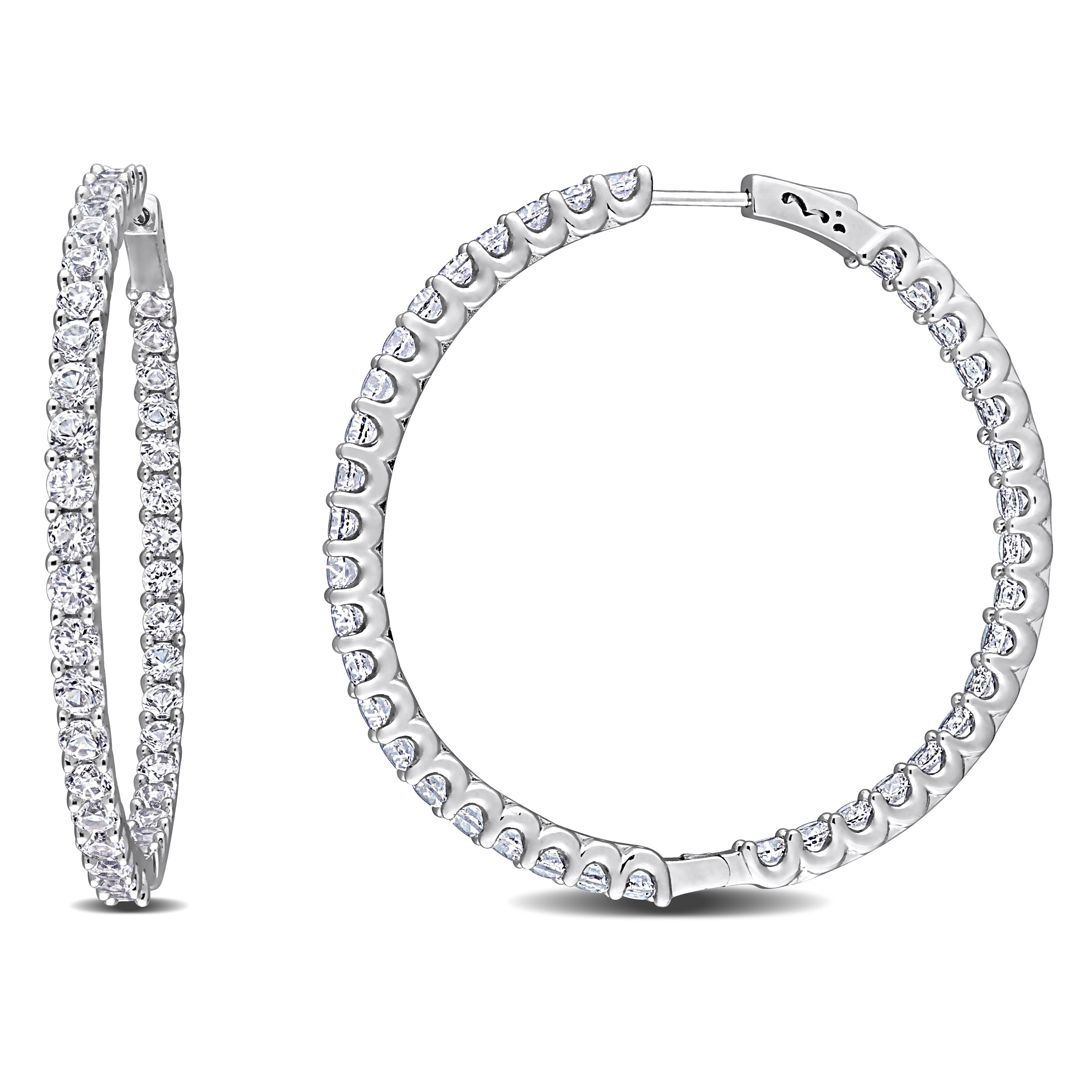 Miadora 11 3/4ct TGW Created White Sapphire Hoop Earrings Sterling Silver