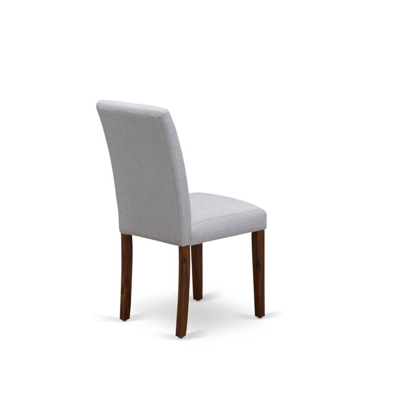 East West Furniture Dining Table Set- a Round Dining Table and Upholstered Chairs, Antique Walnut(Pieces Options)