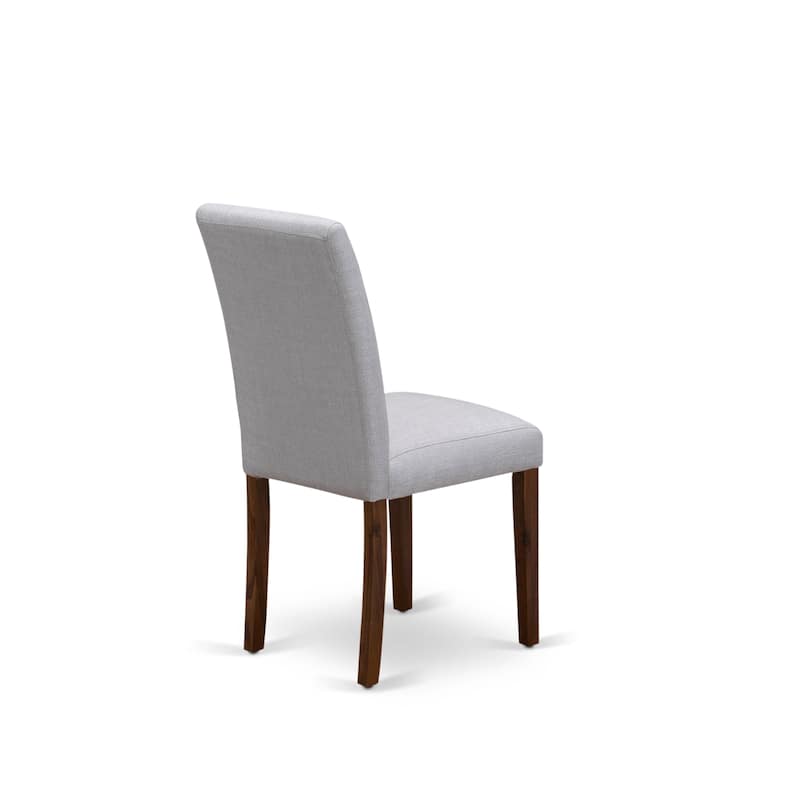 East West Furniture Dinette Set- a Wood Dining Table and Grey Parson Dining Room Chairs, Walnut (Pieces Options)
