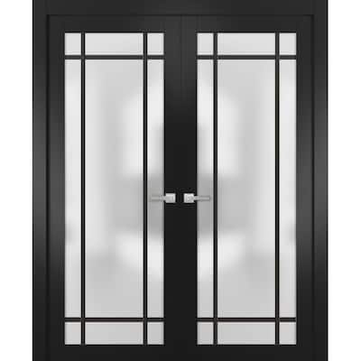 Solid French Double Doors 36 x 80 Planum 2112 Matte Black