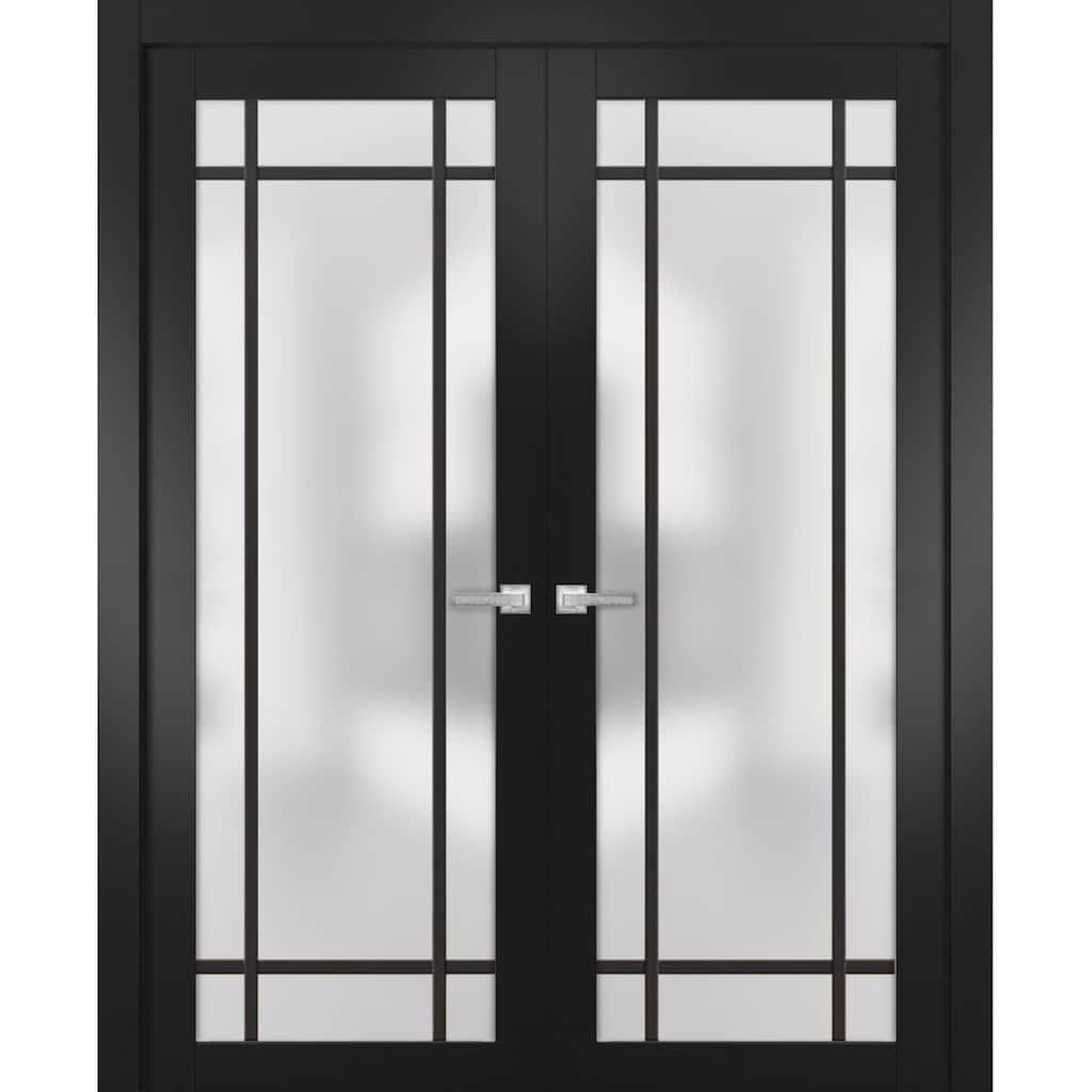Solid French Double Doors 36 x 80 Planum 2112 Matte Black
