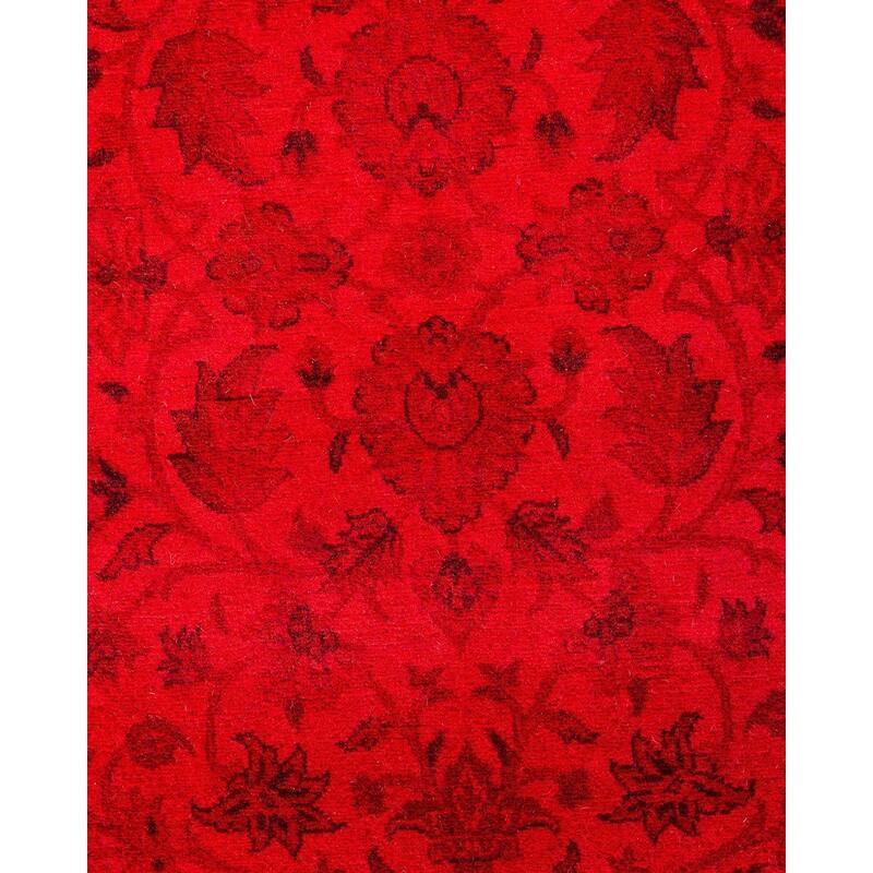 Fine Vibrance, One-of-a-Kind Hand-Knotted Runner Rug - Red, 3' 1" x 5' 2" - 3' 1" x 5' 2"