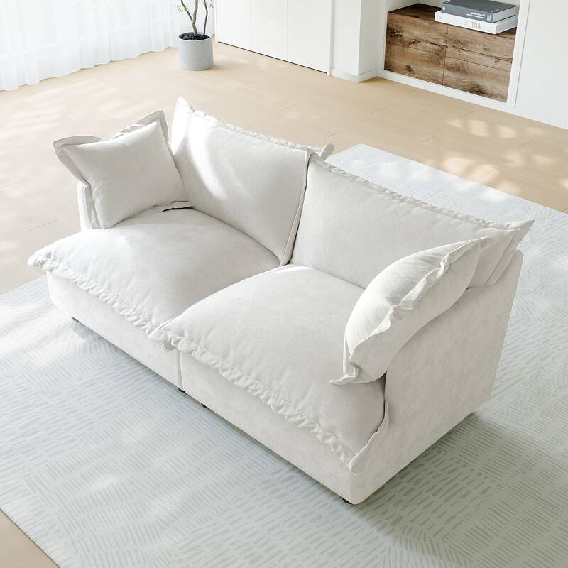 80"W Upholstered Chenille Comfy Cloud Couch Modular Sectional Sofa