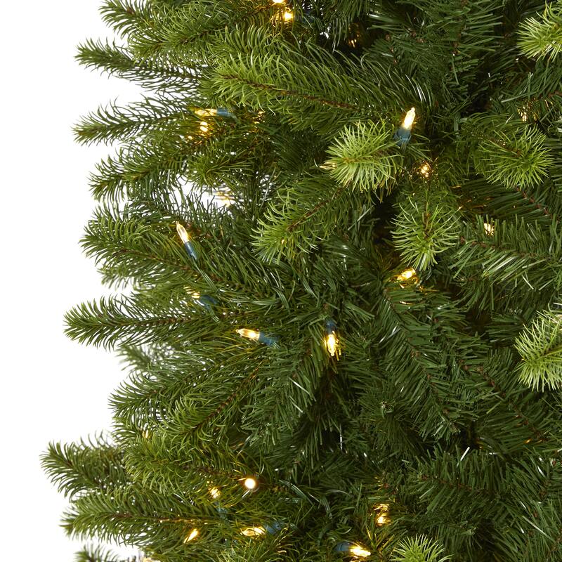9ft. Slim Spruce Artificial Christmas Tree with 750 Warm White Multifunction LED Lights - Stunning Tall Holiday X-Mas Tree
