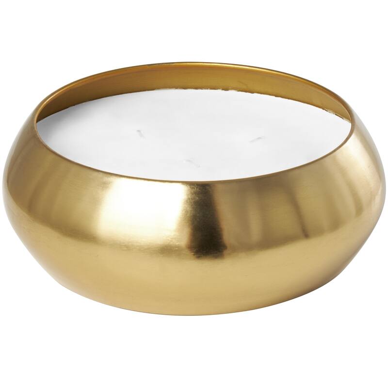 Metal Jasmine Scented Wide Dome 4 or 5 Wick Decorative Candle with White Wax - Gold - Roche River Decor - Gold - 11"W, 4"H