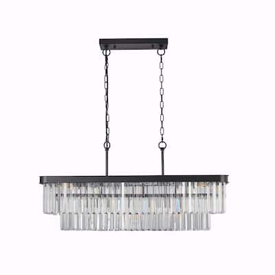 Rectangular Crystal Chandelier - Adjustable E12 Modern Industrial Light
