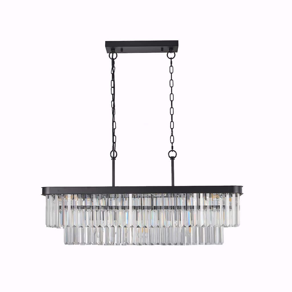 Rectangular Crystal Chandelier - Adjustable E12 Modern Industrial Light