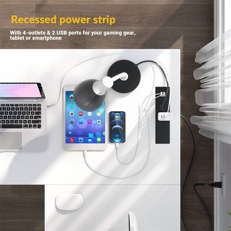 L Shaped Desk with USB Charging Port and Power Outlet