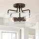 preview thumbnail 12 of 18, Modern 3-Light Drum Semi-Flush Mount Glass Ceiling Light Black