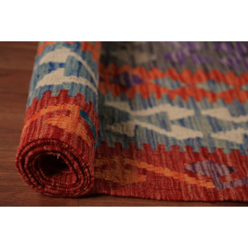 Geometric Kilim Oriental Large Rug Hand-Woven Southwestern Wool Carpet - 10'2"x 16'1"