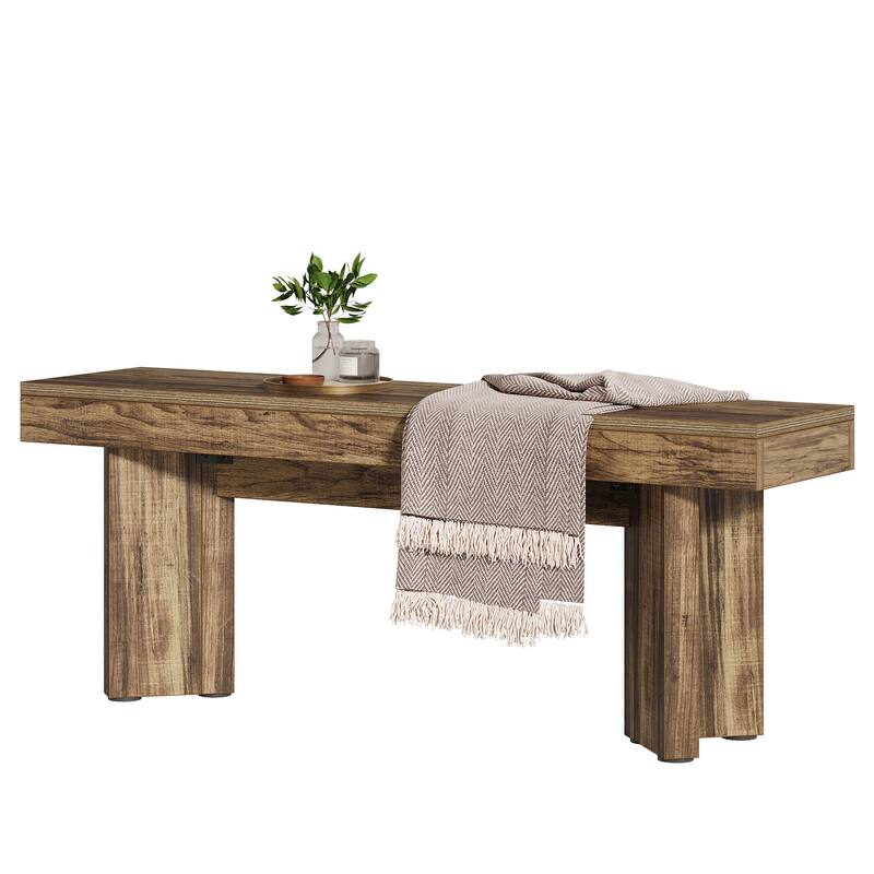 Wood Entryway Bench, Long Indoor End of Bed Bench, Bedroom Hallway Foyer Accent Seat Bench