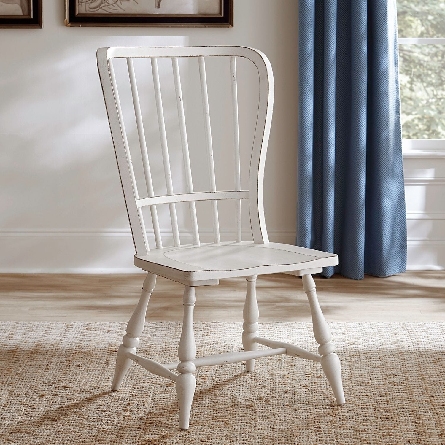 Liberty Furniture Magnolia Manor Wood Dining Chair Windsor Back, White Oak - Width 24" x Depth 25" x Height 41"