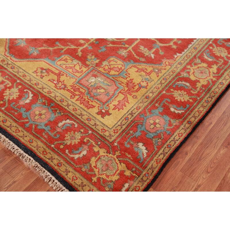 Geometric Heriz Serapi Oriental Area Rug Handmade Wool Carpet - 7'10" x 9'8"