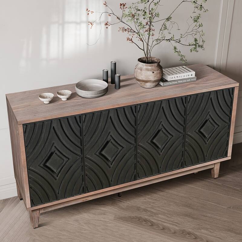 4-Door Solid Wood Storage Cabinet