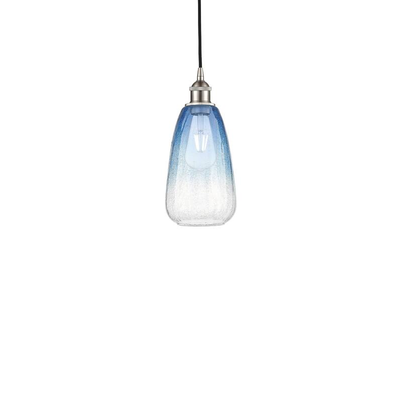 Innovations Lighting 616-1P-13-6 Brookhaven Almond Pendant Brookhaven - Brushed Satin Nickel / Sapphire Blue