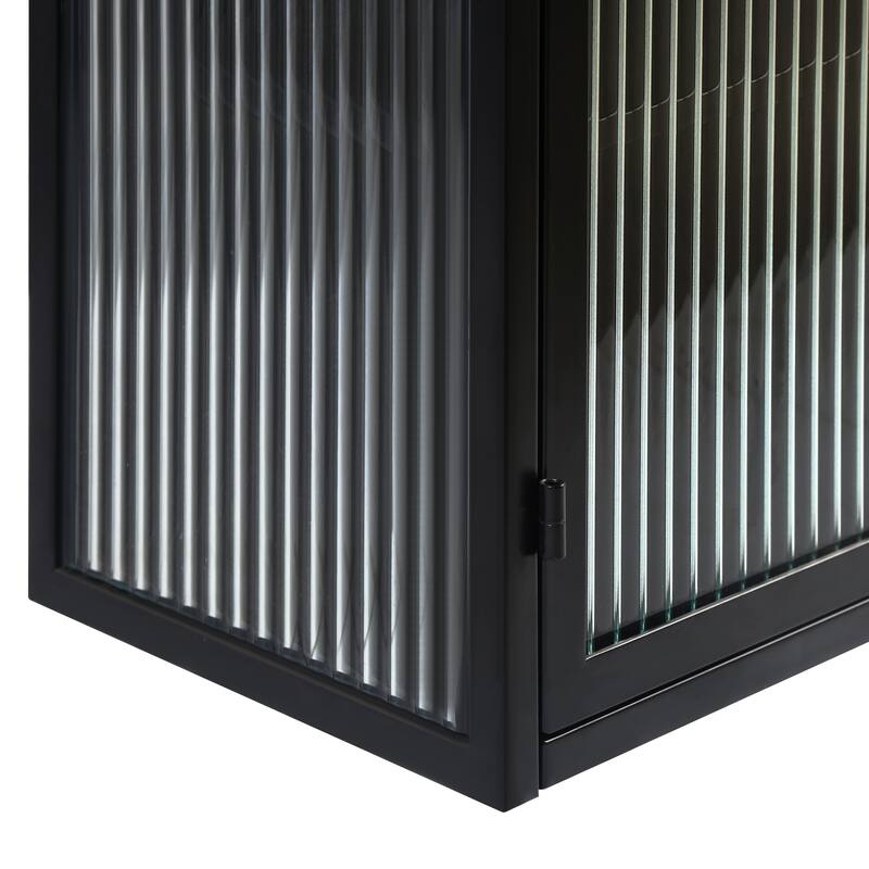 Modern Two-door Glass Wall Cabinet with Three-tier Storage for Various Spaces