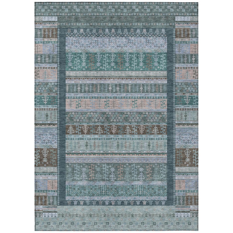 Machine Washable Indoor/Outdoor Global Kilim Chantille Rug
