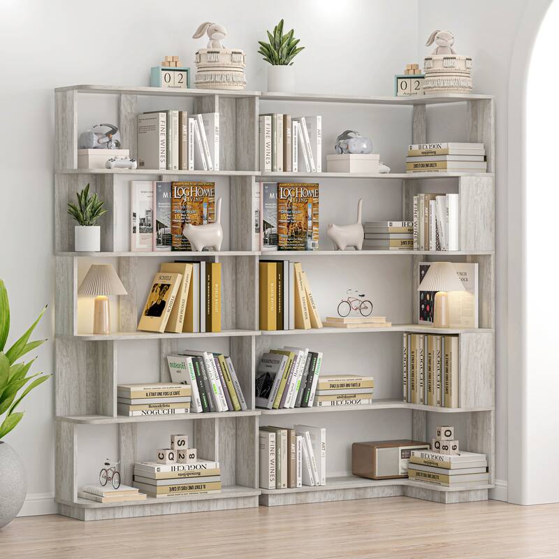 31.5"L X 64.56"H Free Combination Bookshelf Modern 5-Tier Open Storage Bookcase Mdf Wood Display Shelving, Media Storage Shelves