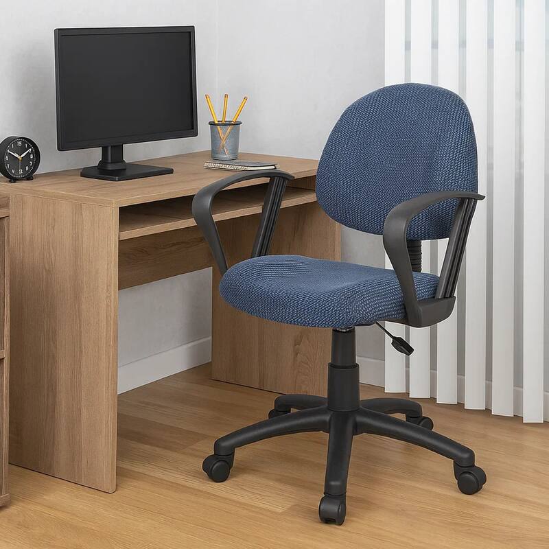Jea Swivel Posture Chair, Loop Arms, Blue Tweed, Rolling Wheels