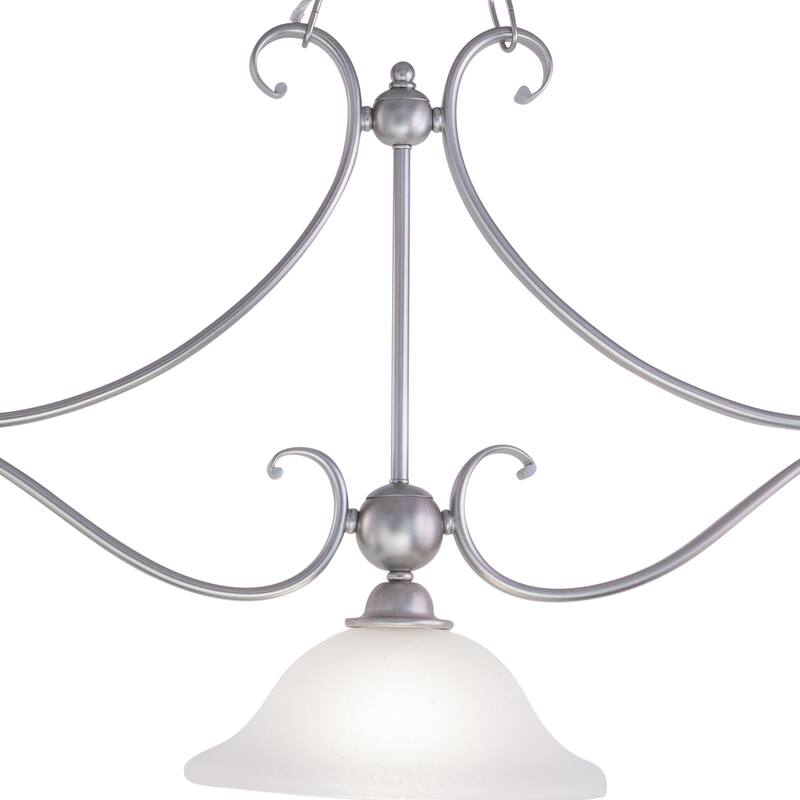 Monrovia 3L Linear Chandelier Island Pendant Light Fixture White Glass - 43.75-in W x 20.25-in H x 11.25-in D
