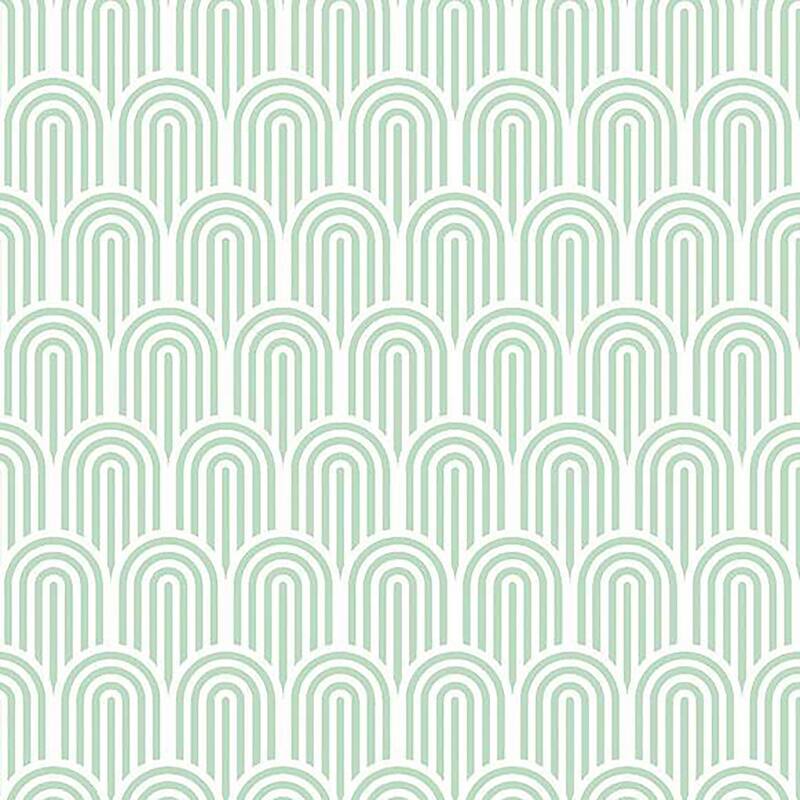 Hoopla Walls Retro Arch Mint Green Peel and Stick Wallpaper - N/A
