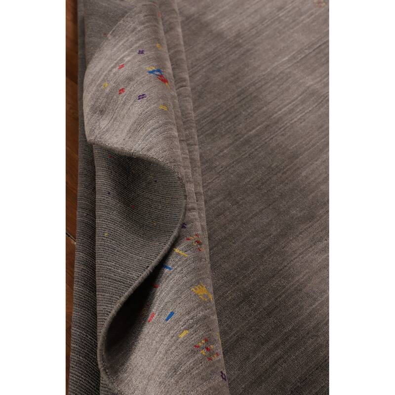 Earth Tone Striped Gabbeh Indian Area Rug Silk Carpet - 8'3" X 9'9"