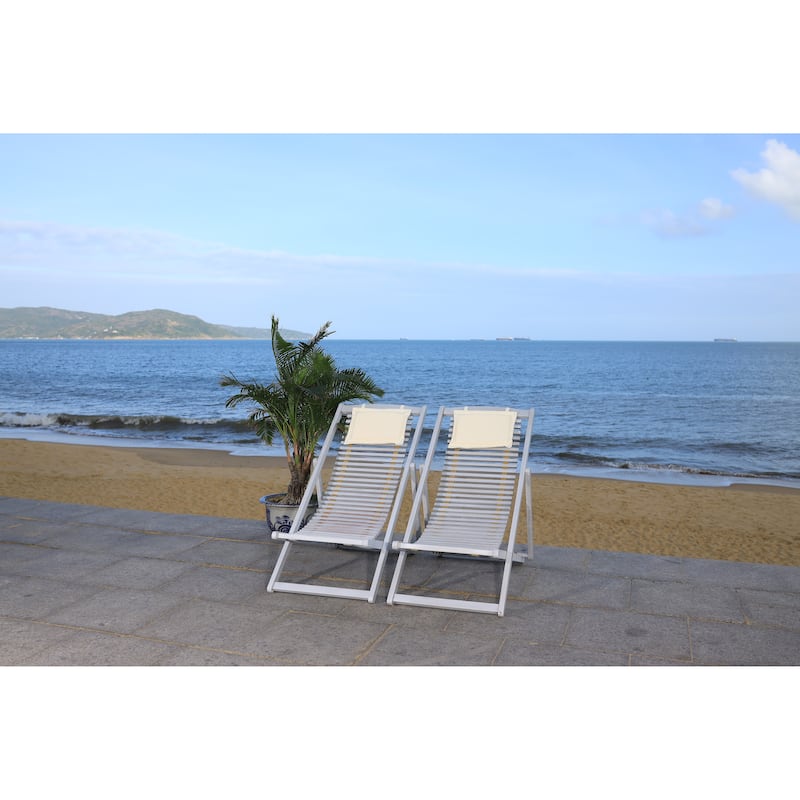 SAFAVIEH Outdoor Makena Relax Chair with Pillow (Set of 2) - 24W x 39D x 38H