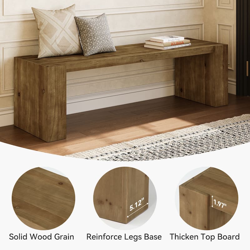 Industrail Solid Wood Entryway Bench Indoor Bench for Living Room