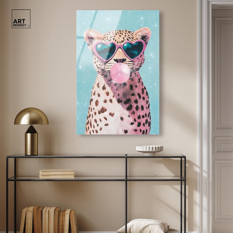 Pastel Cheetah Bubblegum Acrylic by Art Remedy, Ready to Hang