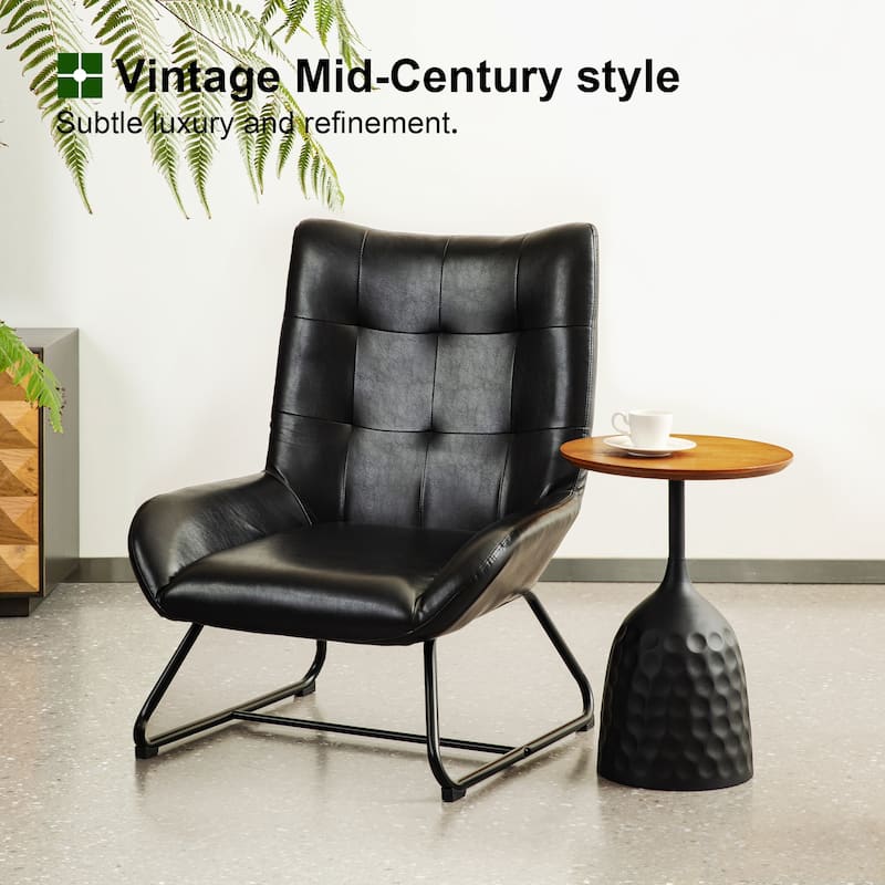 Glitzhome 35.5"H Leatherette Wingback Accent Chair With Metal Legs