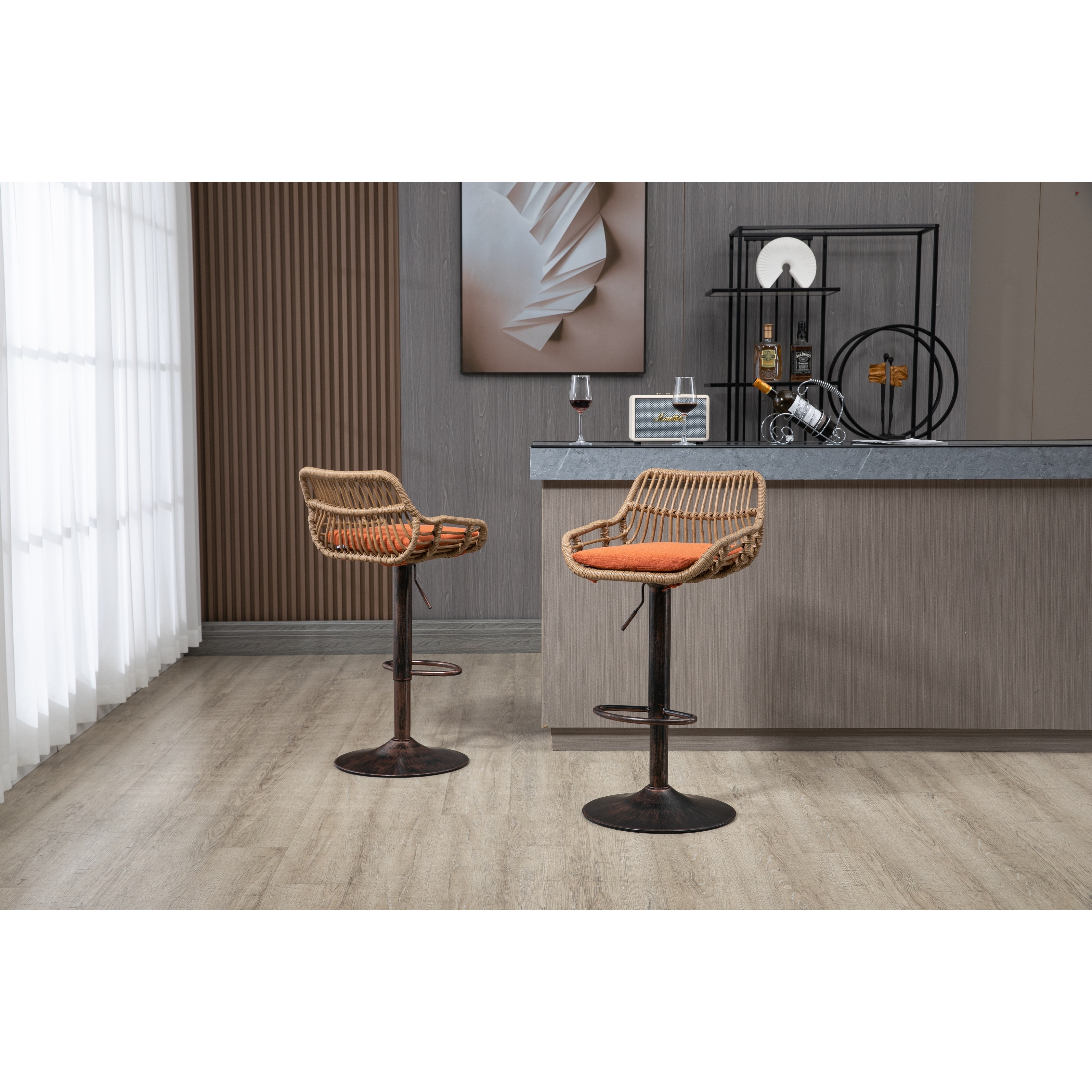Vintage swivel bar hot sale stools with backs