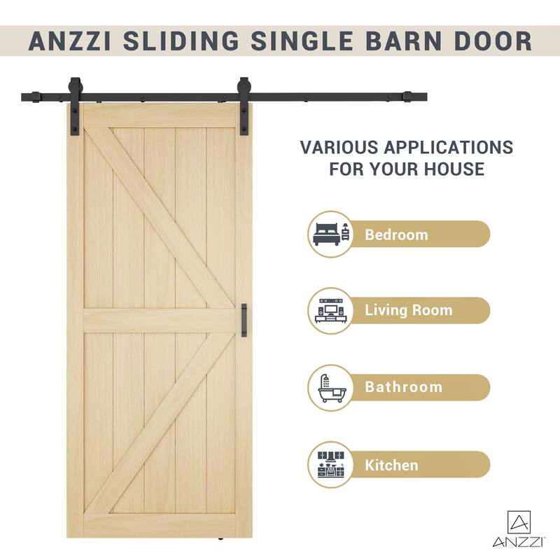ANZZI 36"x84" Sliding Single Barn Door Kit with Hardware Included