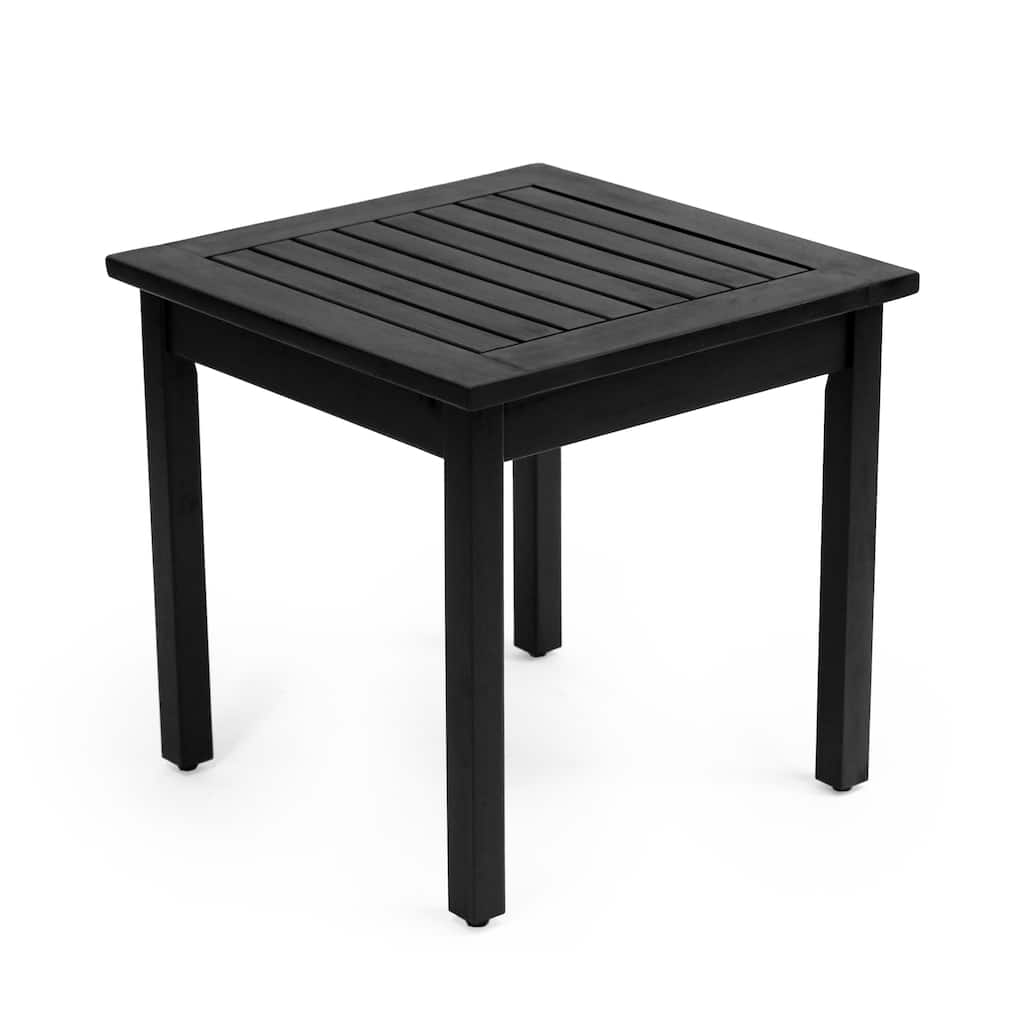 18.9" Square Slatted Solid Acacia Wood Indoor/Outdoor Adirondack Side Table, By JONATHAN Y