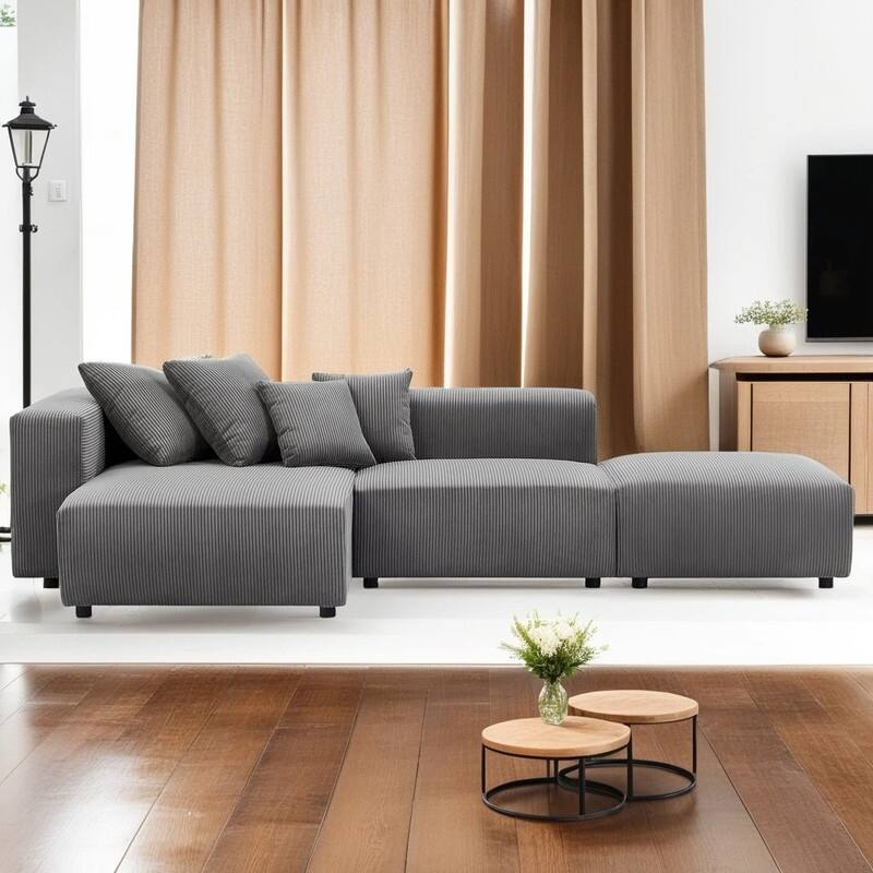 Elegant LShaped Chaise Couch Soft,3 Seat,Multiscene Use Bed Bath
