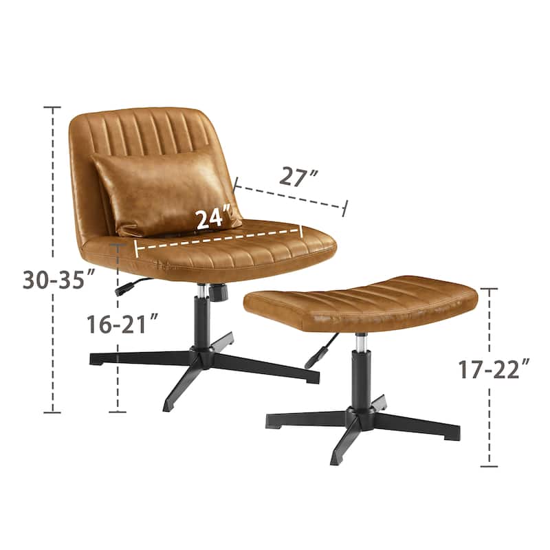 Art Leon Swivel and Adjustable Accent Chair with Ottoman