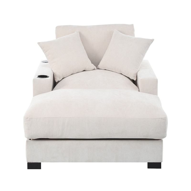 GDFStudio - Polyester 1-Seater 28.3" Chaise Lounge with Tufted Back and Arm