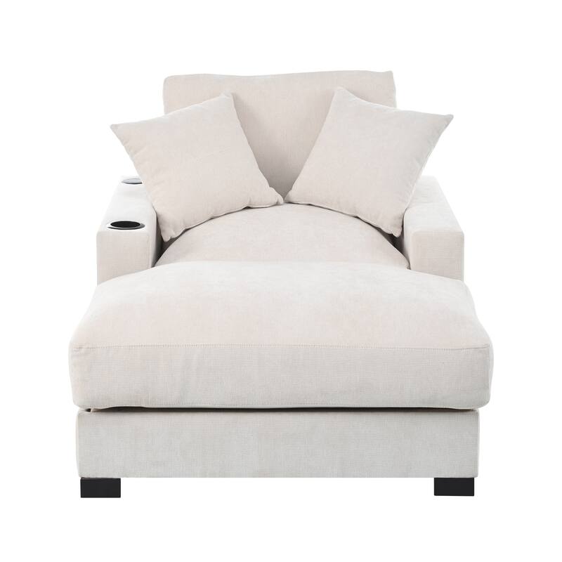 GDFStudio - Polyester 1-Seater 40.9"W Chaise Lounge with Tufted Back and Arm
