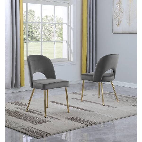 Best Quality Furniture Upholstered Open Back Gold Leg Dining Chair