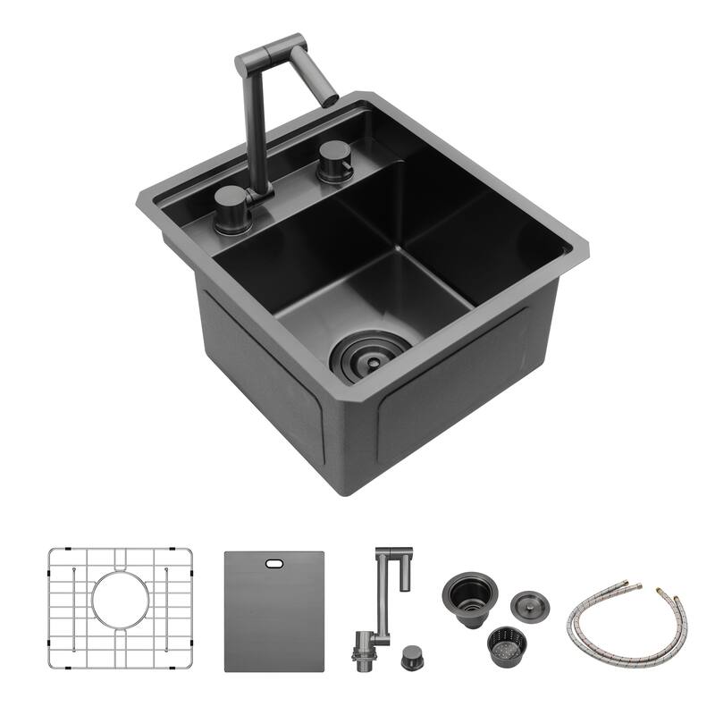 15" Undermount Bar Sink with Folding Faucet