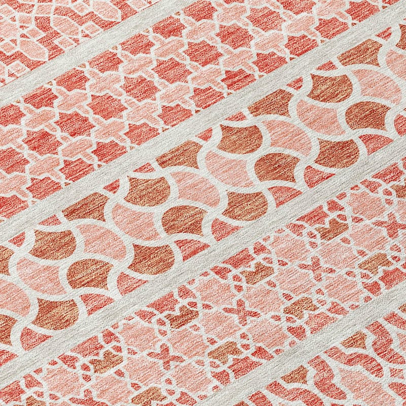 Machine Washable Indoor/ Outdoor Chantille Stripe Boho Rug
