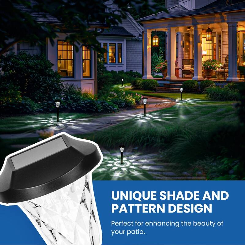 Solar Pathway Lights, Waterproof Cool White Outdoor Solar Lights for Garden, 6500K