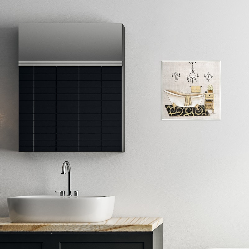 Stupell Vintage Luxurious Bathroom Tub Wall Plaque Art Design By Janet Tava