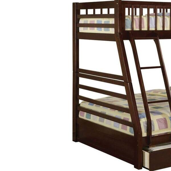 ACME Jason Twin/Full Bunk Bed with 2 Drawers in Espresso Bed Bath